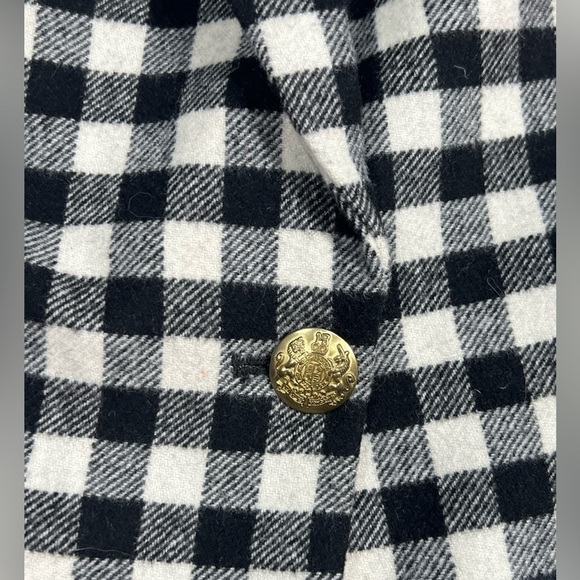 J Crew Size 8 Wool Blackwatch Tartan Gingham Brass Button Large Check Blazer EUc - Picture 5 of 14